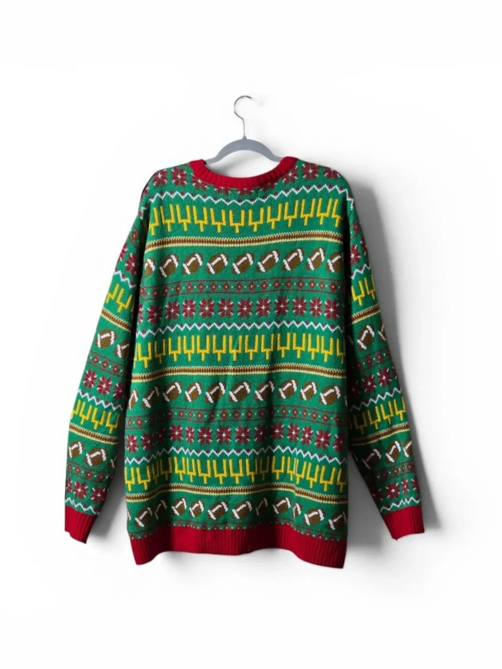 Football Santa Ugly Christmas Sweater 4XB Big Tall Holiday Party Knit Pullover